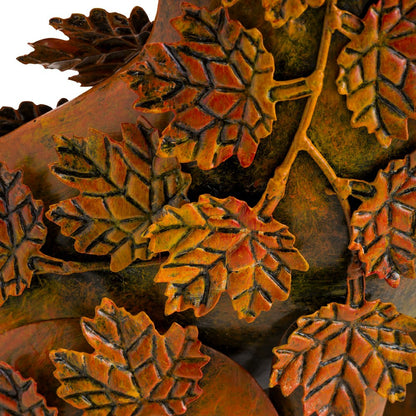 Handcrafted Metal Fox Sculpture Draped in Fall Leaves | Plow & Hearth