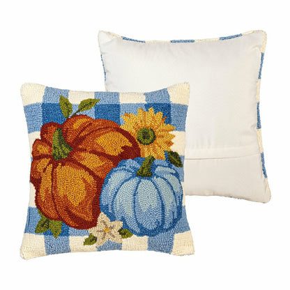 Indoor/Outdoor Pumpkin Patch Hooked Polypropylene Throw Pillow 18"x18" | Plow & Hearth