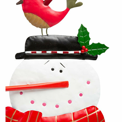 Metal Snowman and Birds Garden Statue | Plow & Hearth