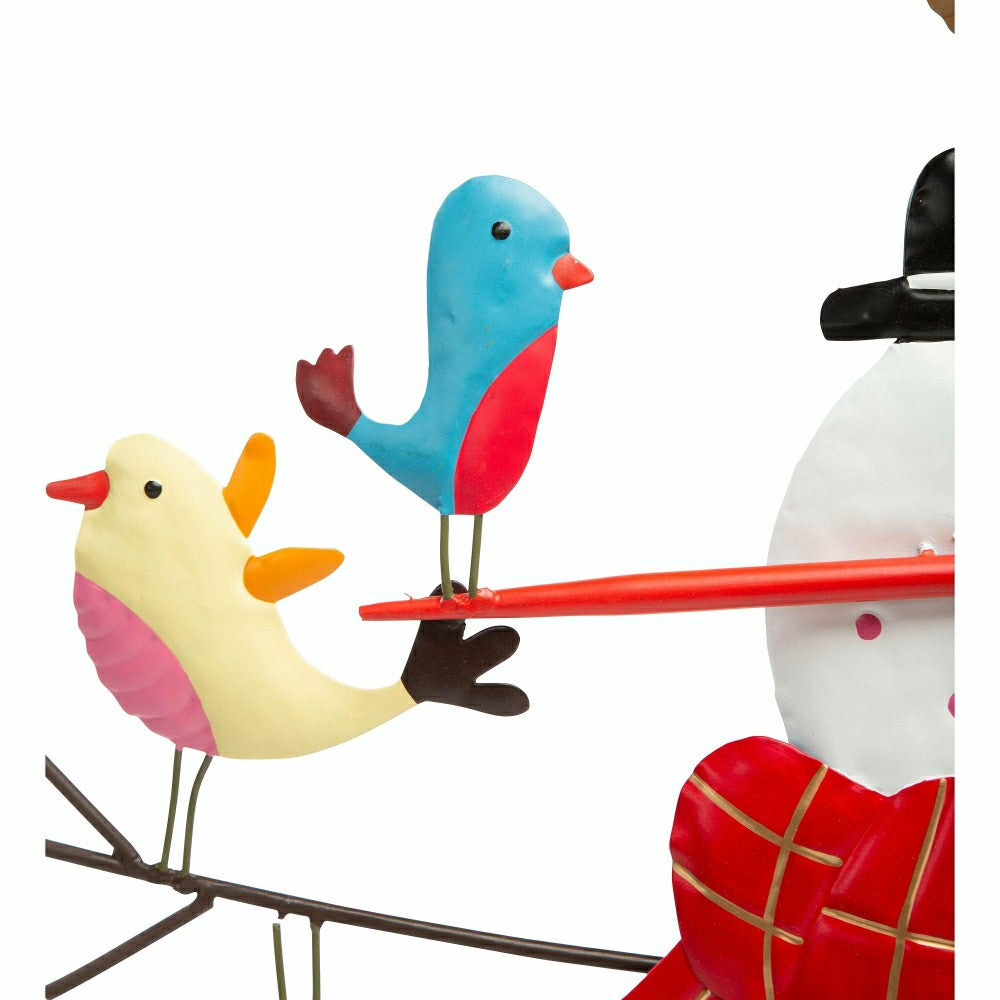 Metal Snowman and Birds Garden Statue | Plow & Hearth