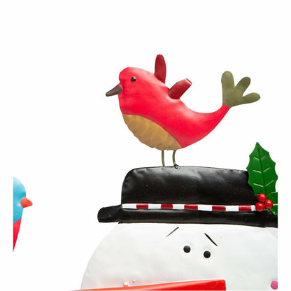 Metal Snowman and Birds Garden Statue | Plow & Hearth