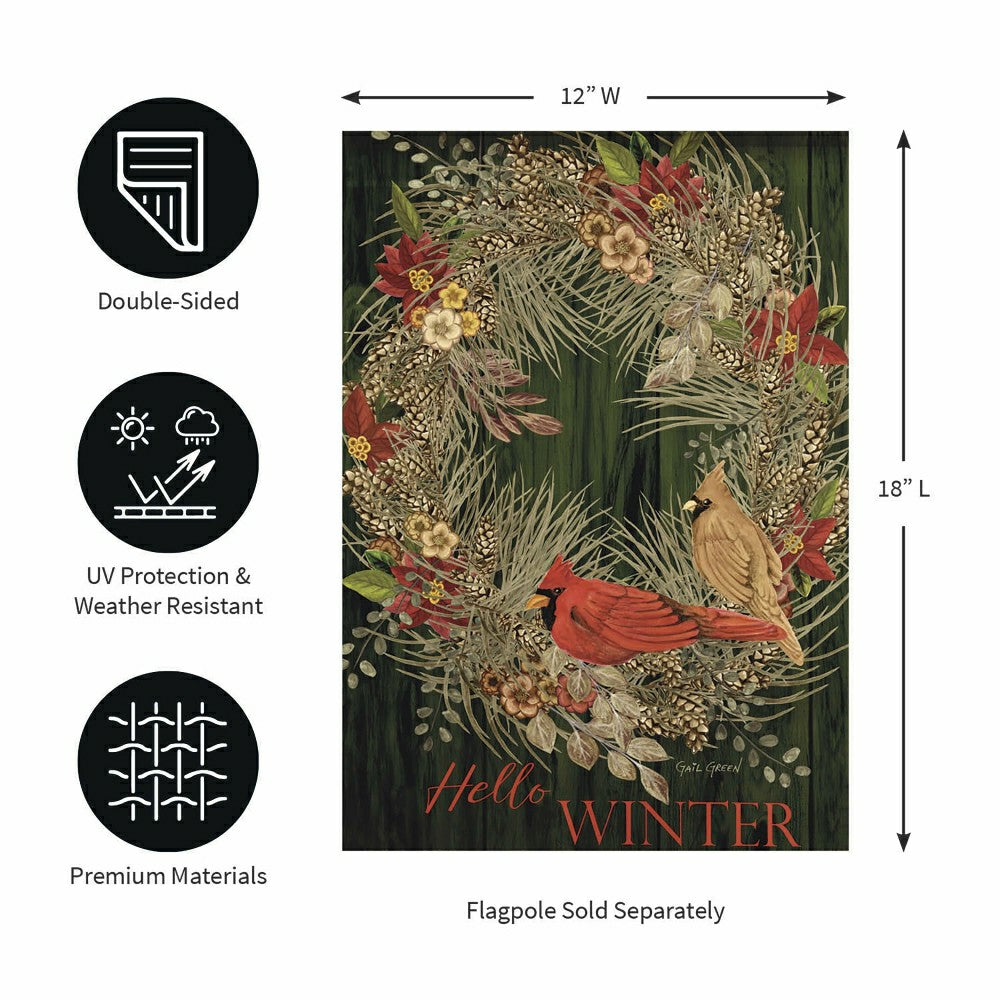 Hello Winter Moire Garden Flag | Plow & Hearth