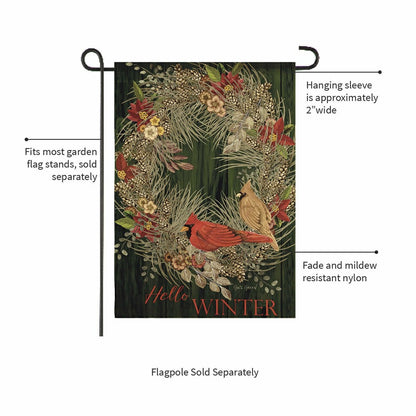 Hello Winter Moire Garden Flag | Plow & Hearth