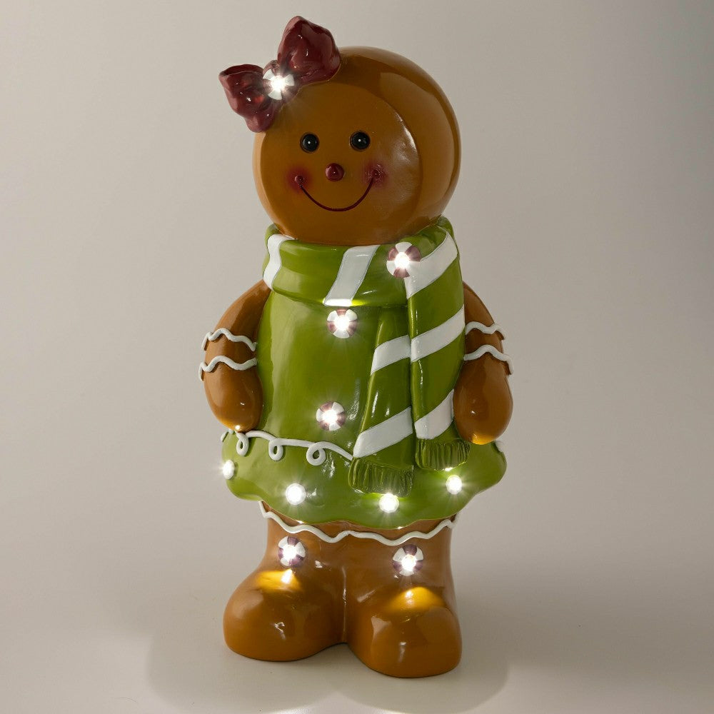 Indoor/Outdoor Lighted Gingerbread Girl Shorty Statue | Plow & Hearth