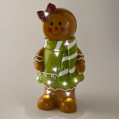 Indoor/Outdoor Lighted Gingerbread Girl Shorty Statue | Plow & Hearth
