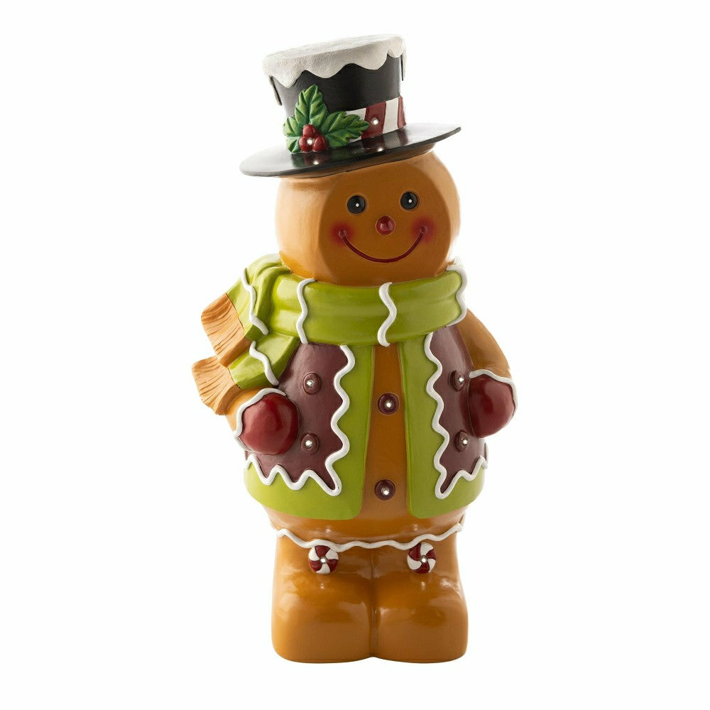 Indoor/Outdoor Lighted Gingerbread Boy Shorty Statue | Plow & Hearth