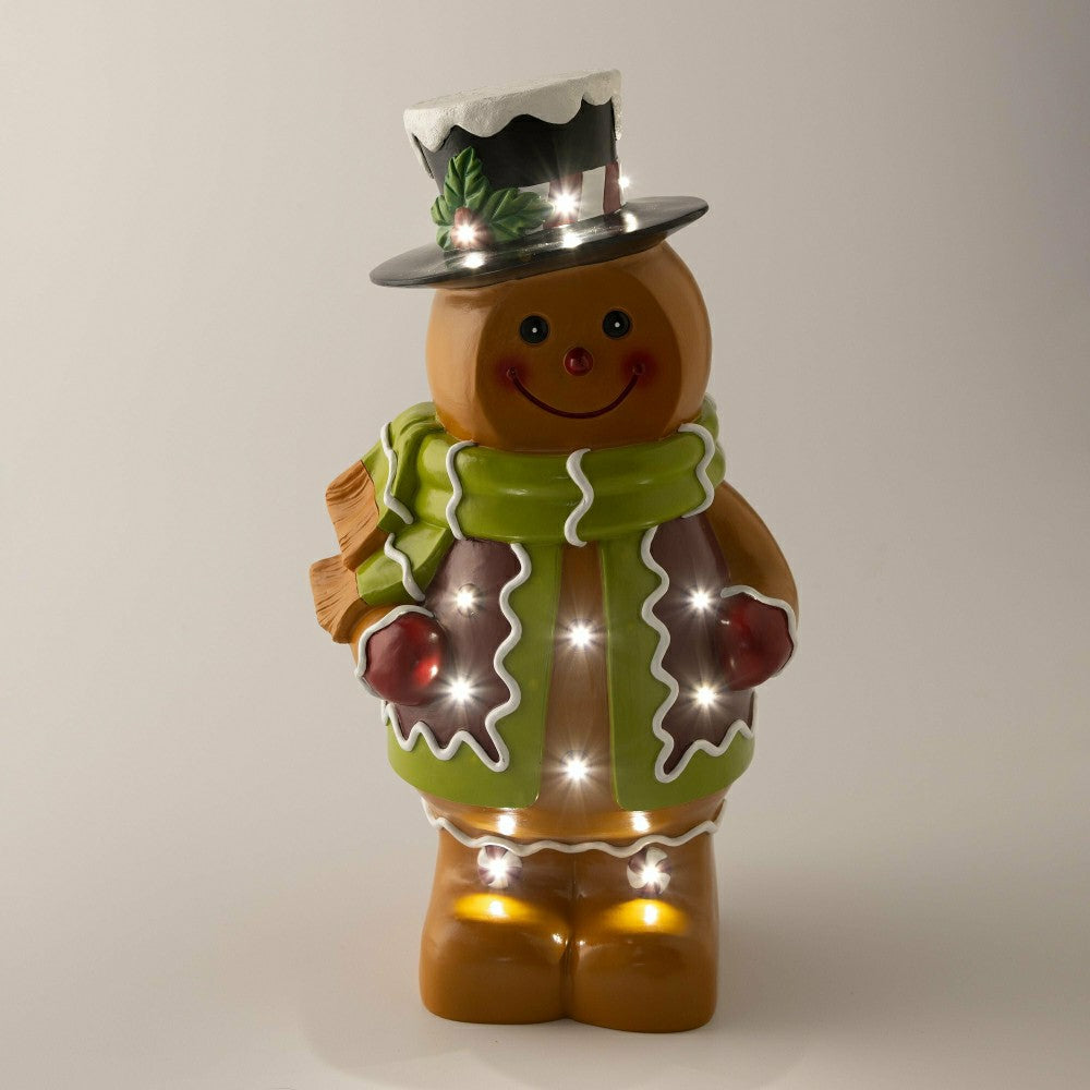 Indoor/Outdoor Lighted Gingerbread Boy Shorty Statue | Plow & Hearth