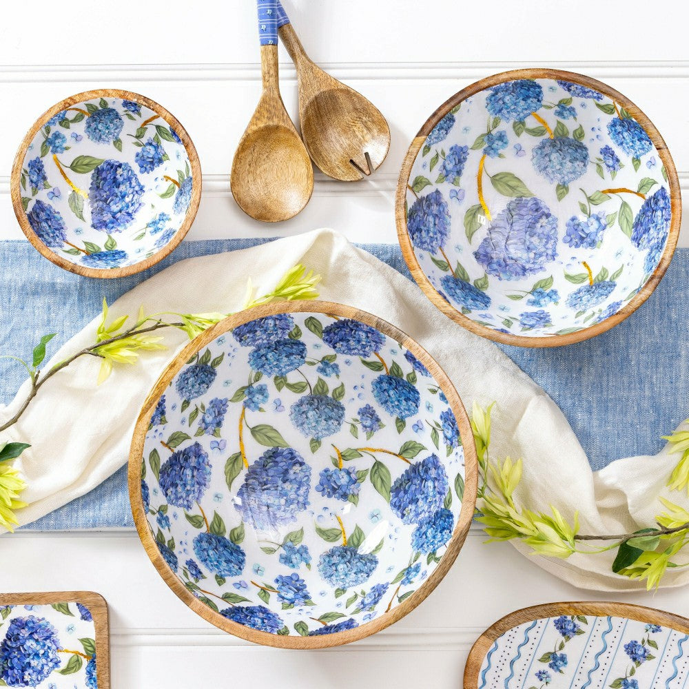 VivaStyle Bowl, Wood Bowl Set, Hydrangea, Set of 3 | Plow & Hearth