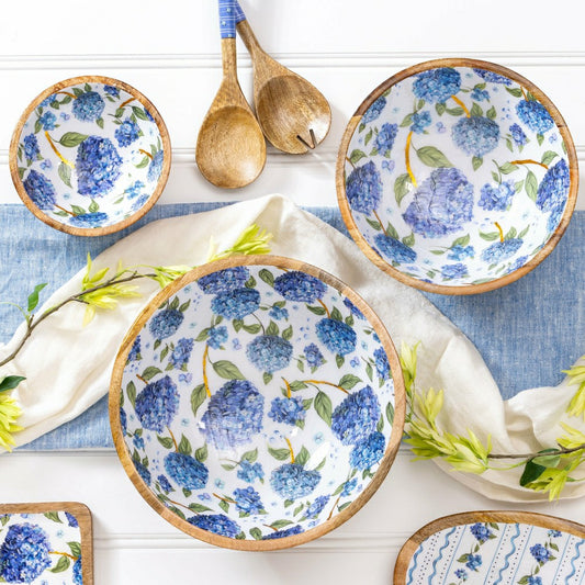 VivaStyle Bowl, Wood Bowl Set, Hydrangea, Set of 3 | Plow & Hearth