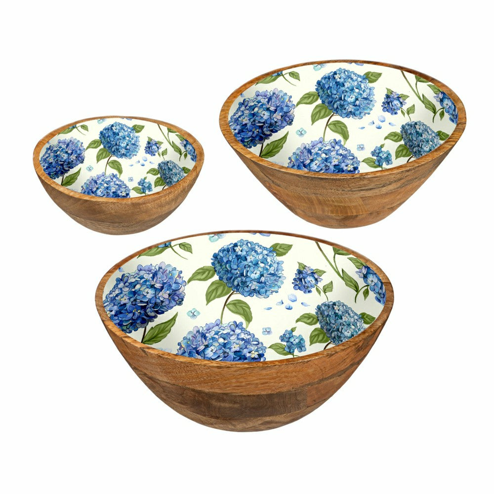 VivaStyle Bowl, Wood Bowl Set, Hydrangea, Set of 3 | Plow & Hearth