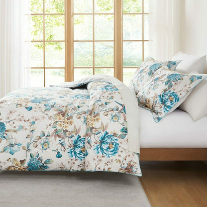 Bird And Hydrangea Reversible Cotton Duvet Cover Set | Plow & Hearth