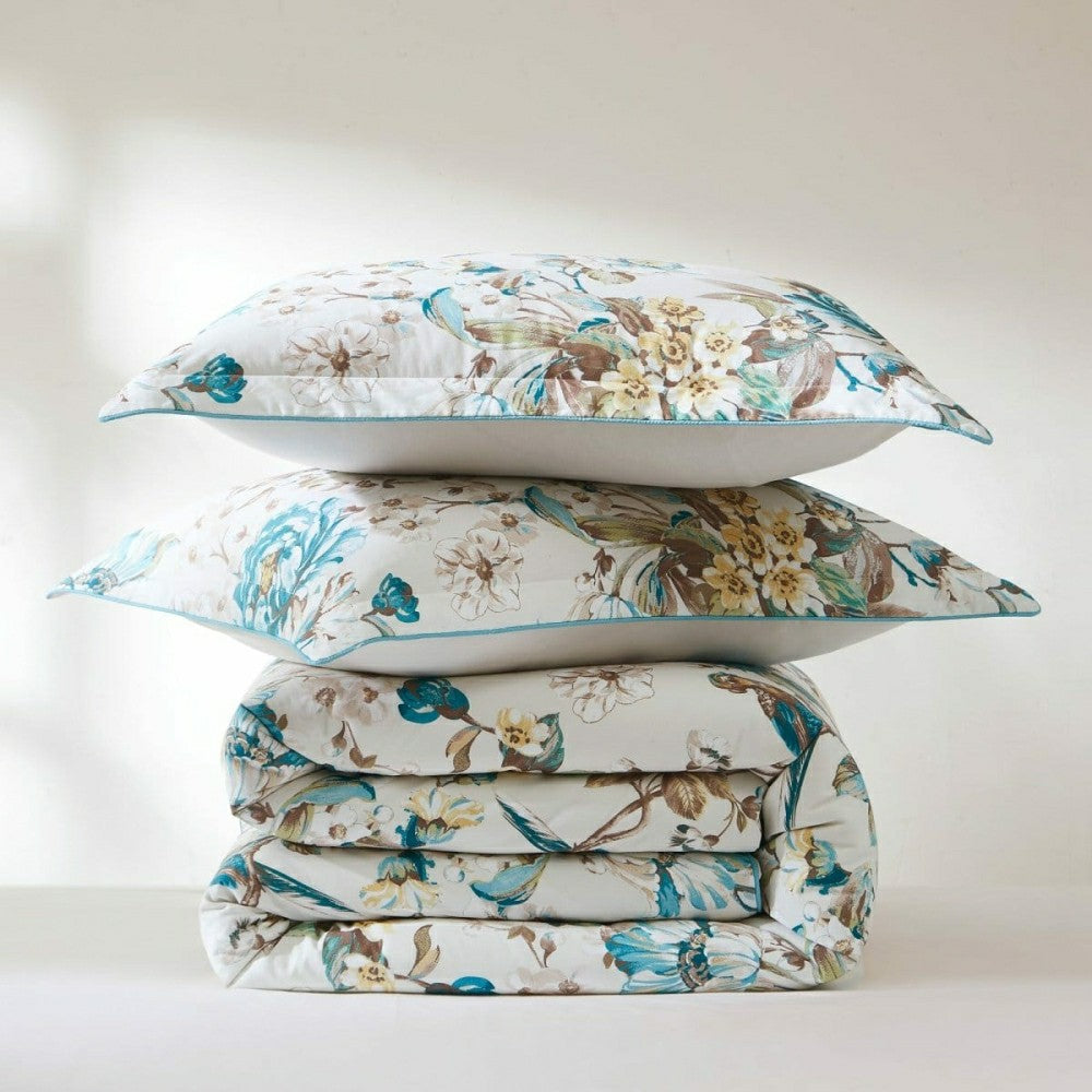 Bird And Hydrangea Reversible Cotton Duvet Cover Set | Plow & Hearth