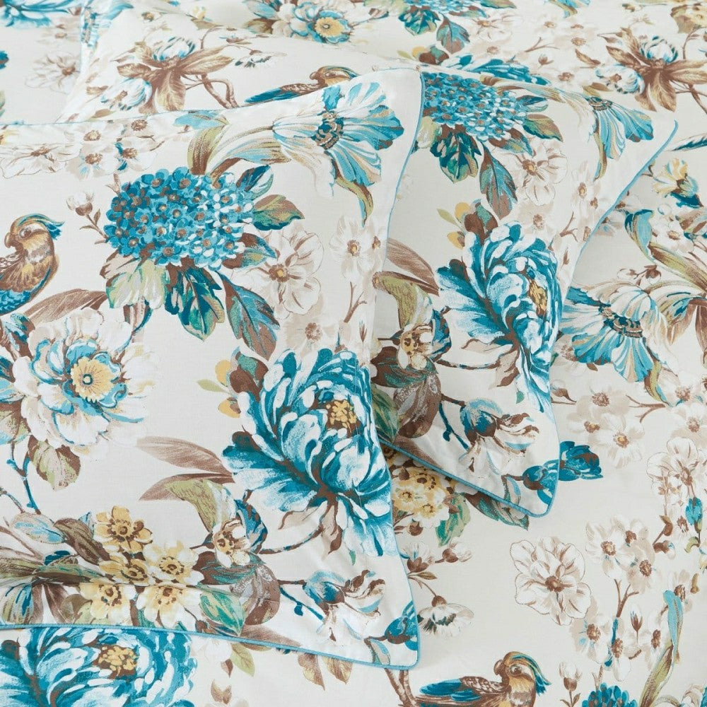 Bird And Hydrangea Reversible Cotton Duvet Cover Set | Plow & Hearth