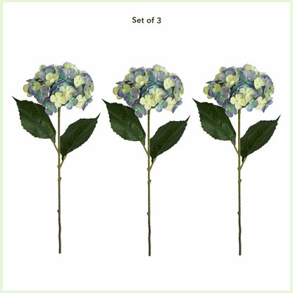 20" Artificial Hydrangea Flower Stem, Set of 3 | Plow & Hearth