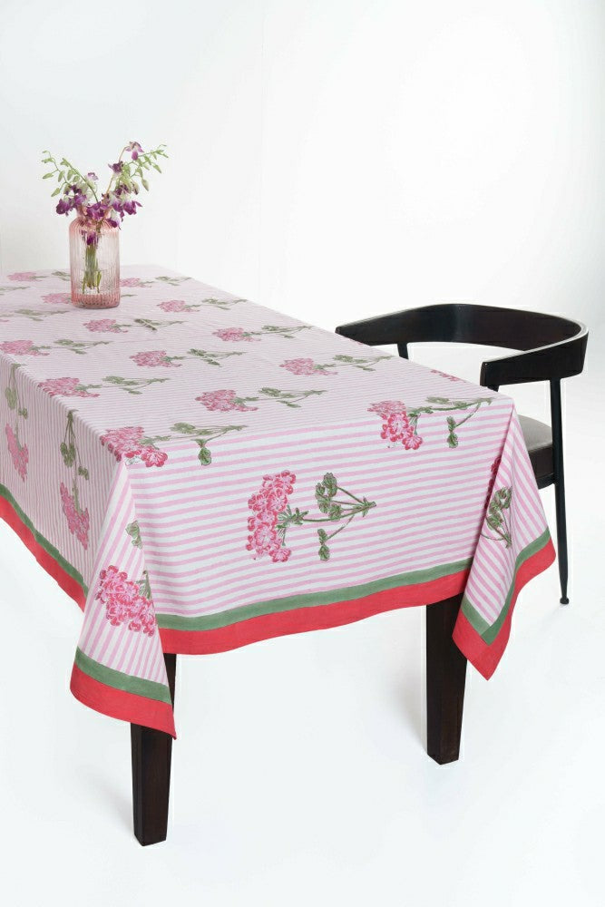 Pink Hydrangea Blockprint Tablecloth | Plow & Hearth