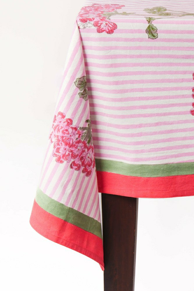 Pink Hydrangea Blockprint Tablecloth | Plow & Hearth