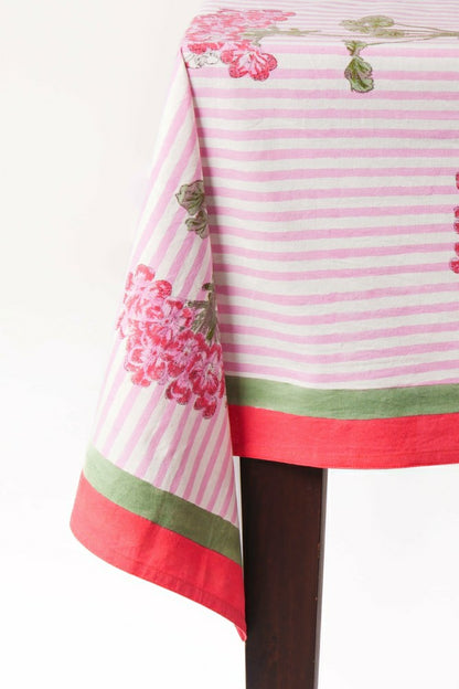 Pink Hydrangea Blockprint Tablecloth | Plow & Hearth