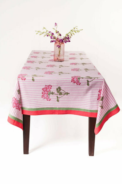 Pink Hydrangea Blockprint Tablecloth | Plow & Hearth
