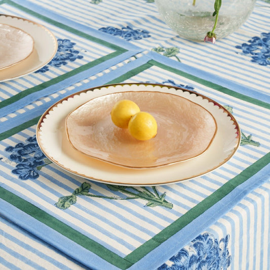 Blue Hydrangea Blockprint Tablecloth | Plow & Hearth