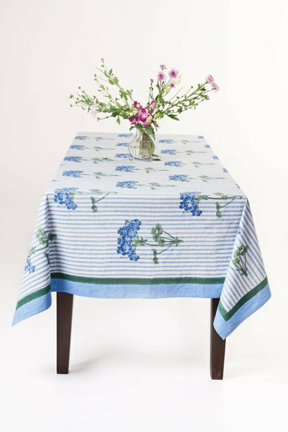 Blue Hydrangea Blockprint Tablecloth | Plow & Hearth