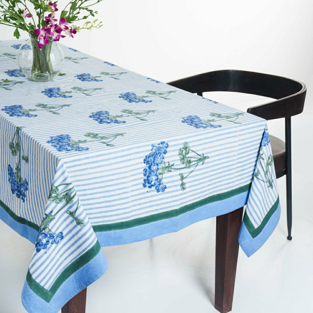 Blue Hydrangea Blockprint Tablecloth | Plow & Hearth