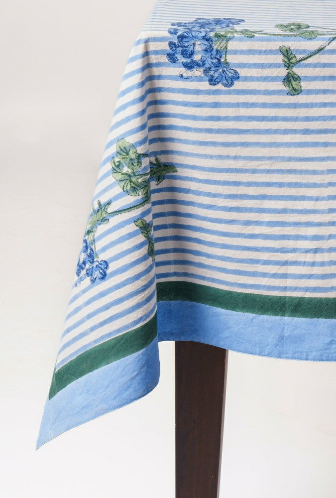 Blue Hydrangea Blockprint Tablecloth | Plow & Hearth