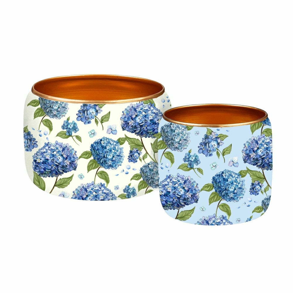 VivaStyle Planter, Metal Printed Planters, Hydrangea, Set of 2 | Plow & Hearth
