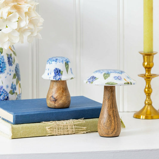 VivaStyle Table Decor, Wood Decor, Hydrangea Mushroom, Set of 2 | Plow & Hearth