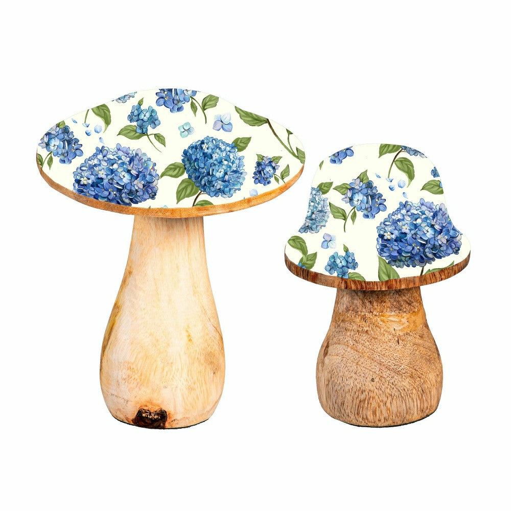 VivaStyle Table Decor, Wood Decor, Hydrangea Mushroom, Set of 2 | Plow & Hearth