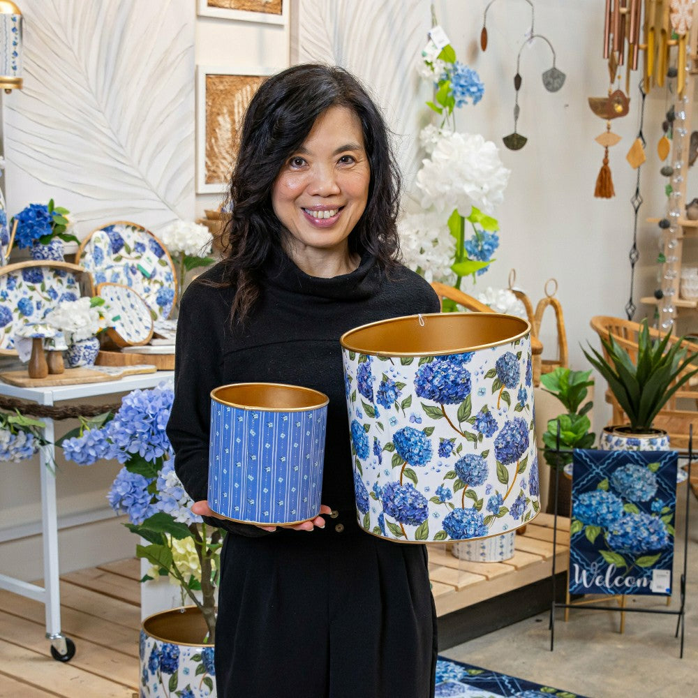 VivaStyle Planter, Metal Printed Planters, Hydrangea, Set of 3 | Plow & Hearth