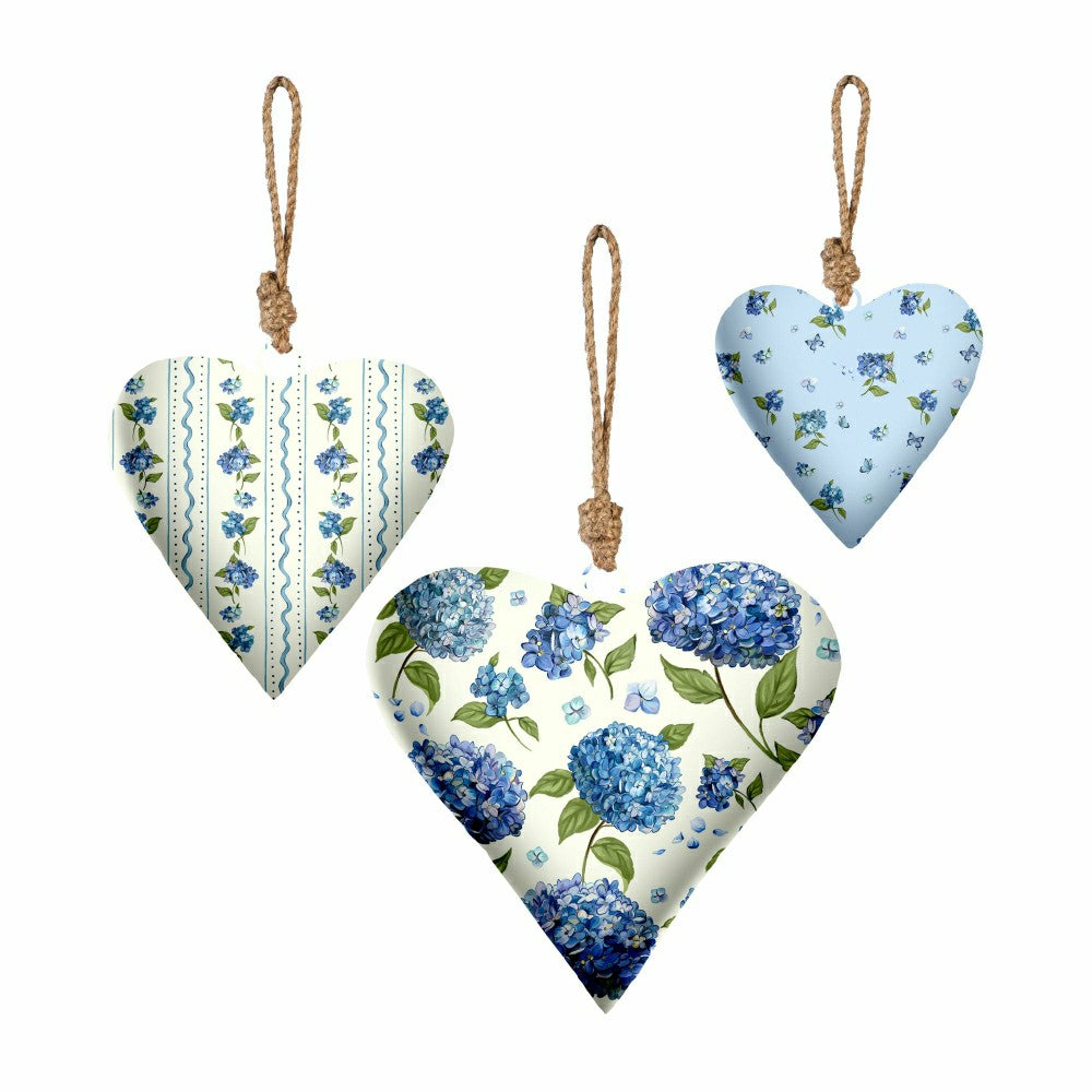 VivaStyle Ornament, Metal Ornament, Hydrangea Heart, Set of 3 | Plow & Hearth