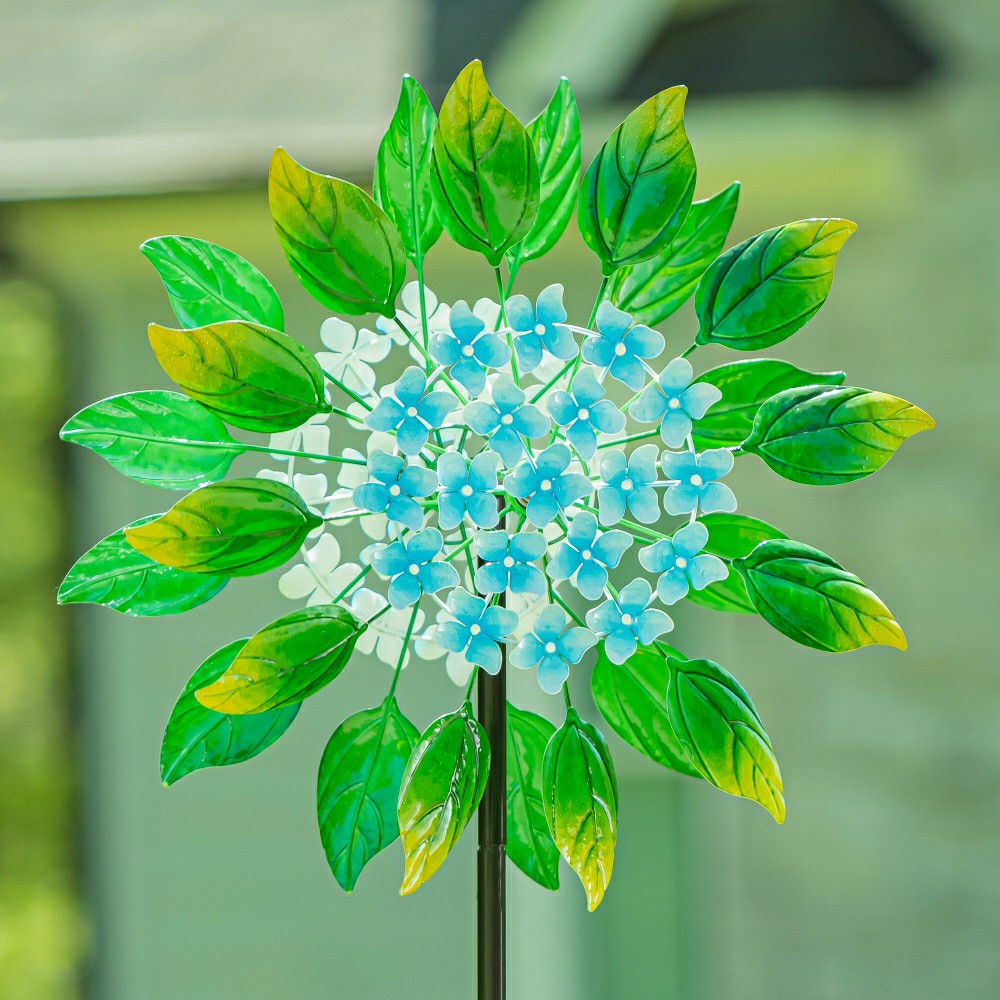 Metal Hydrangea Spinner 74"H | Plow & Hearth
