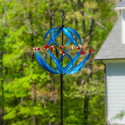 Cool Spiral With Copper Flowers Metal Wind Spinner, 85" H | Plow & Hearth