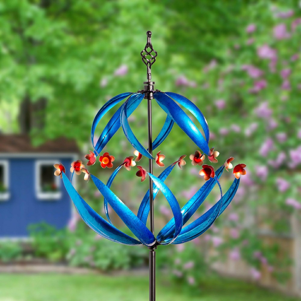 Cool Spiral With Copper Flowers Metal Wind Spinner, 85" H | Plow & Hearth