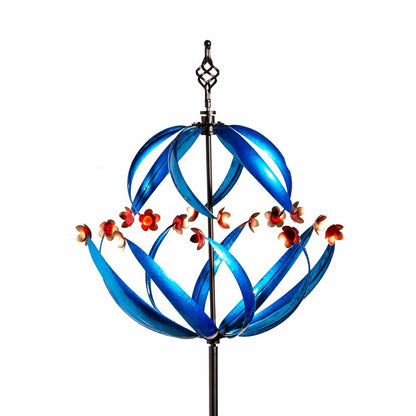 Cool Spiral With Copper Flowers Metal Wind Spinner, 85" H | Plow & Hearth