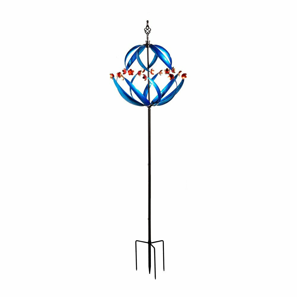Cool Spiral With Copper Flowers Metal Wind Spinner, 85" H | Plow & Hearth