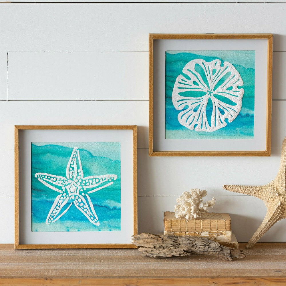 Sand Dollar and Starfish Framed Wall Art, Set of 2 | Plow & Hearth
