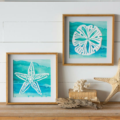 Sand Dollar and Starfish Framed Wall Art, Set of 2 | Plow & Hearth