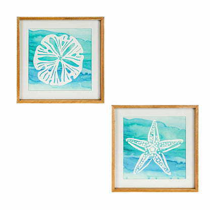 Sand Dollar and Starfish Framed Wall Art, Set of 2 | Plow & Hearth