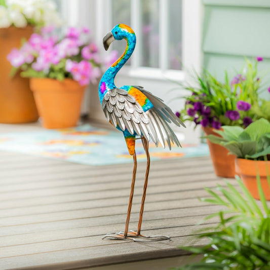 Metal Gradient Flamingo Garden Statue | Plow & Hearth