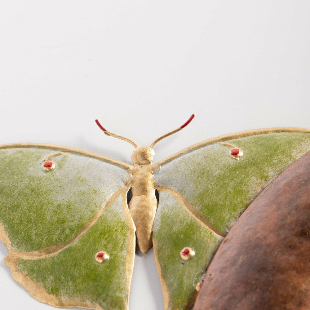 Garden of Wonder Indoor Wall Décor, Metal, Luna Moths & Crescent Moon | Plow & Hearth