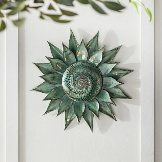 Teal Succulent Distressed Metal Wall Art | Plow & Hearth