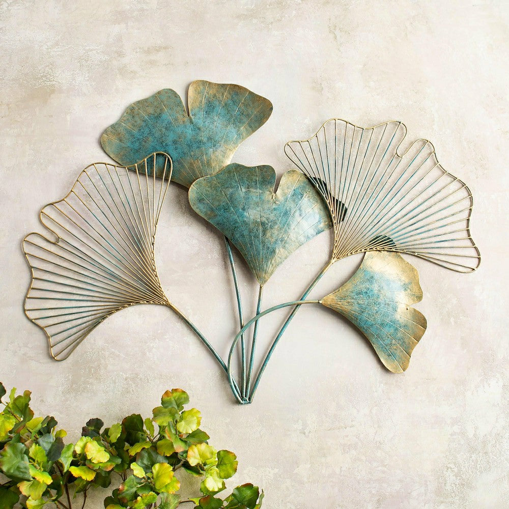 Handcrafted Indoor/Outdoor Metal Ginkgo Leaf Wall Art | Plow & Hearth