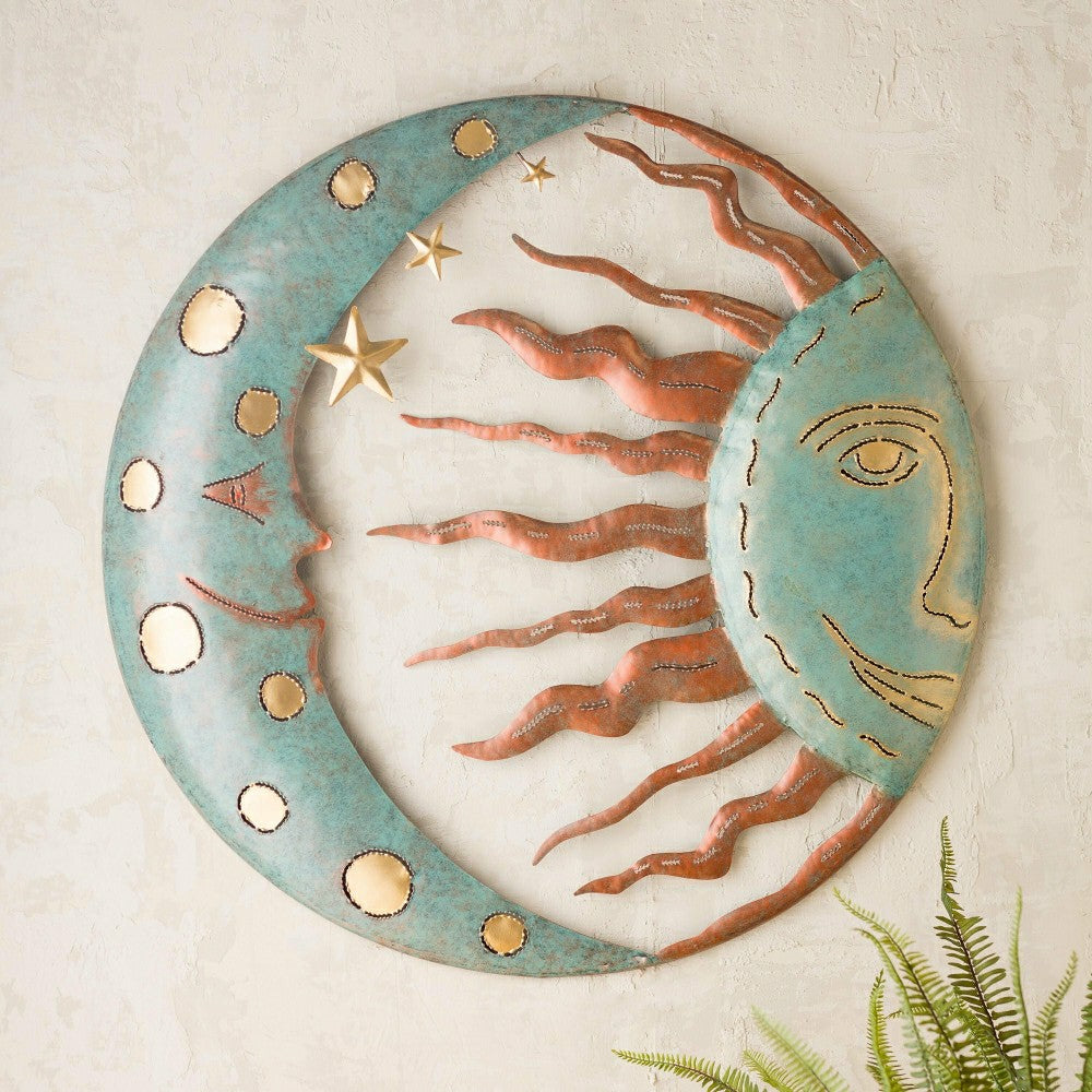 Celestial Sun and Moon Metal Wall Art | Plow & Hearth