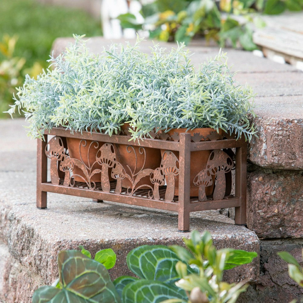 Garden of Wonder Planter, Laser-Cut Metal, Mushroom Decals | Plow & Hearth