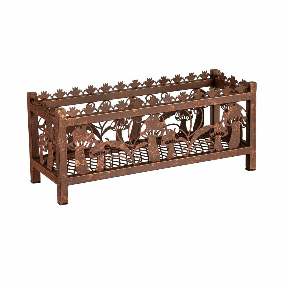 Garden of Wonder Planter, Laser-Cut Metal, Mushroom Decals | Plow & Hearth