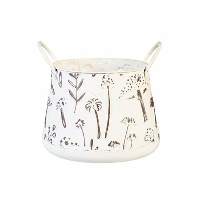 Garden of Wonder Planter, Metal Planters with Handles, Embossed Mushro | Plow & Hearth