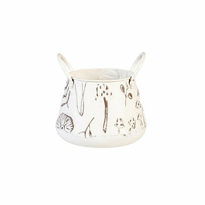 Garden of Wonder Planter, Metal Planters with Handles, Embossed Mushro | Plow & Hearth