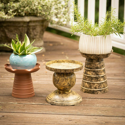 Garden of Wonder Plant Stand, Multi-Color Metal Riser, Set of 3 | Plow & Hearth