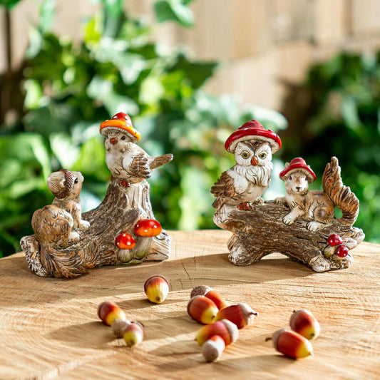 Resin Mushroom Animals Statue, 5"H | Plow & Hearth